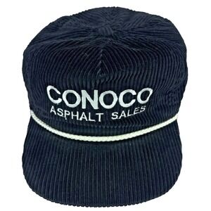 Vintage Conoco Asphalt Sales Corduroy Rope Hat Strapback One Size